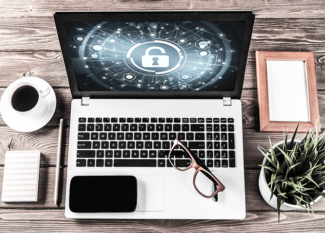 cybersecurity professional's desk