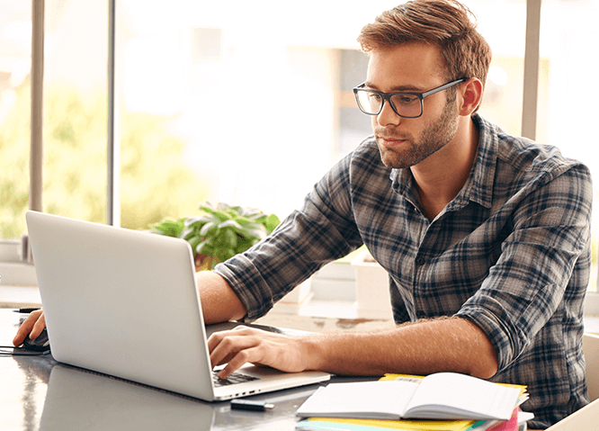 young professional on computer