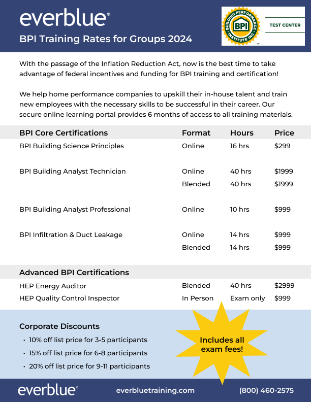everblue bpi training discounts