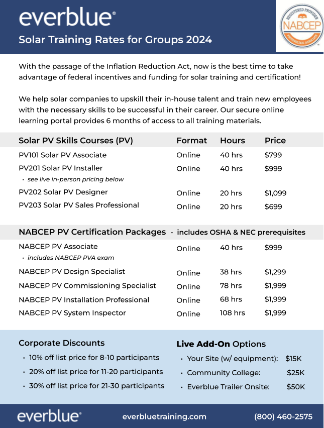 everblue solar training discounts